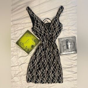 RARE, VINTAGE, Y2K style Free People Black and Gold Lace Dress